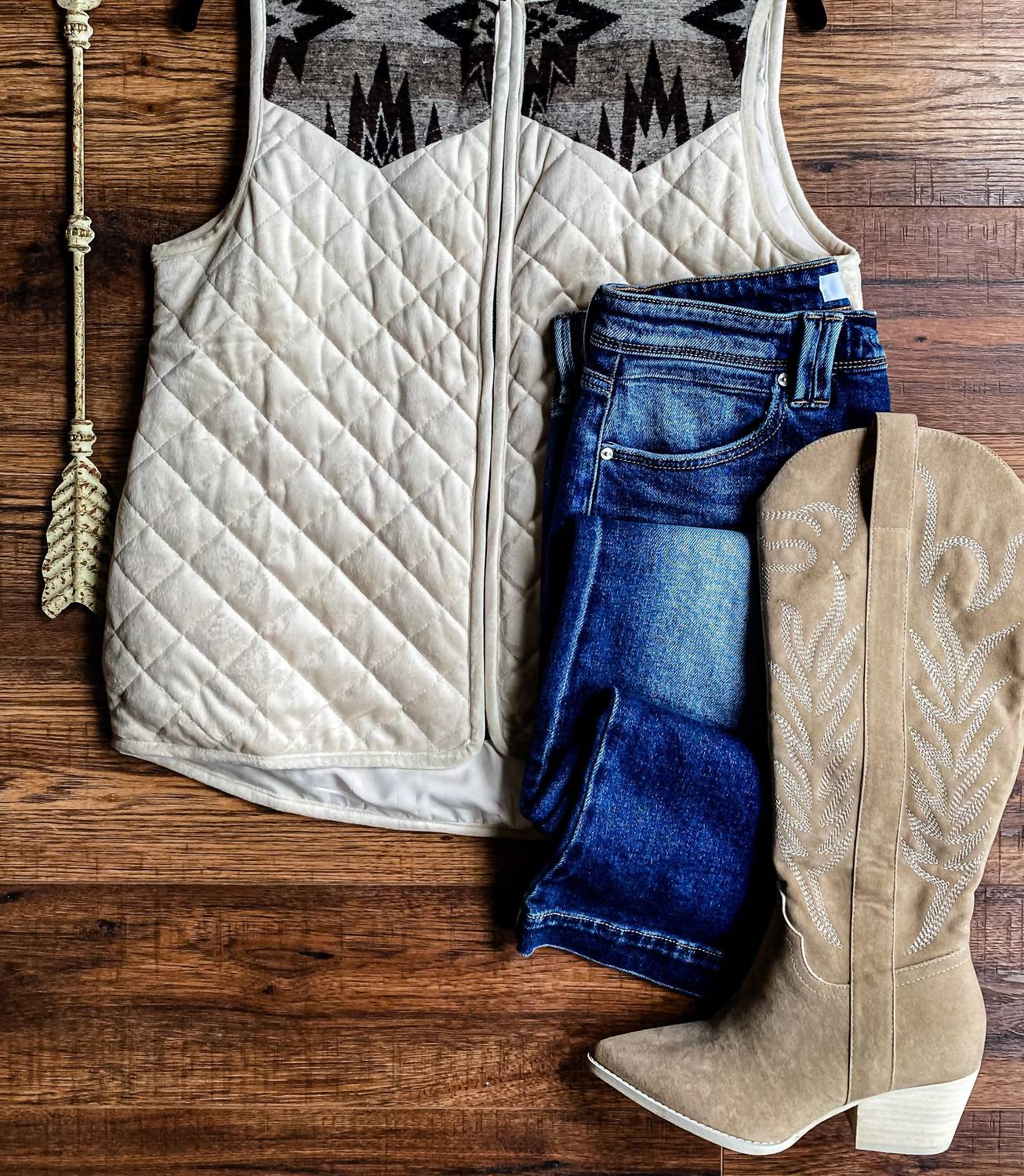 Hem & Thread The Timber Vest in ivory - women's jacket - alternate view