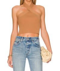 MONROW Supersoft Halter Top in brown - women's shirt