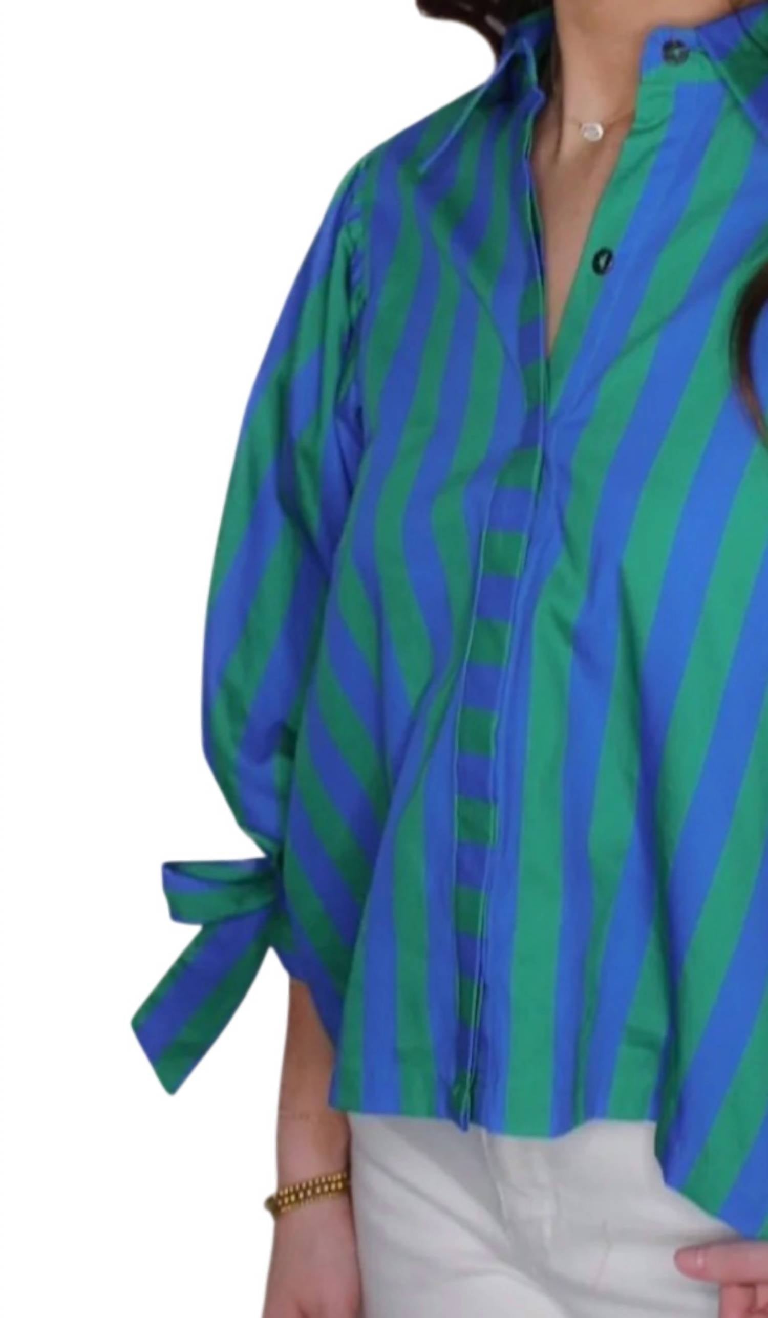 Entro - 3/4 Puff Sleeve Striped Top
