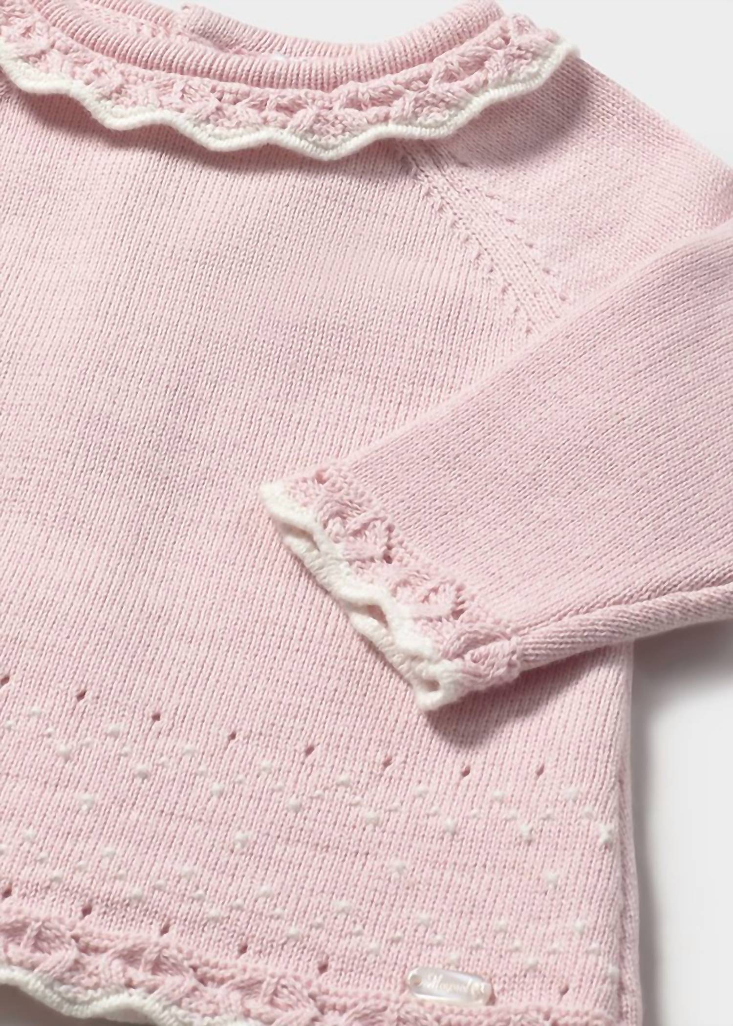 Mayoral Baby's Knit Sweater With Bloomers And Tights Set in pink - item - alternate view