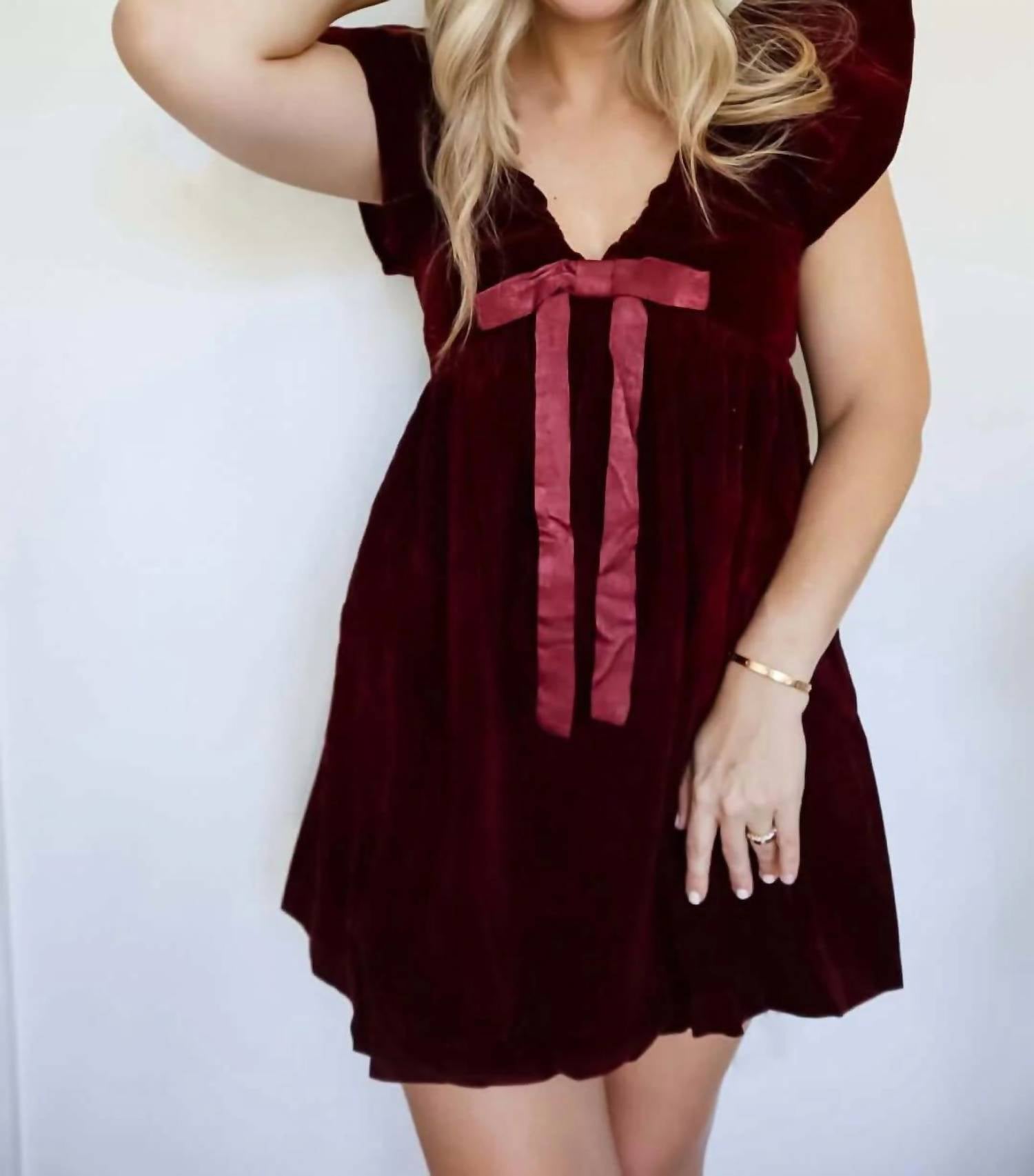 Endless Rose - Velvet Satin Bow Mini Dress