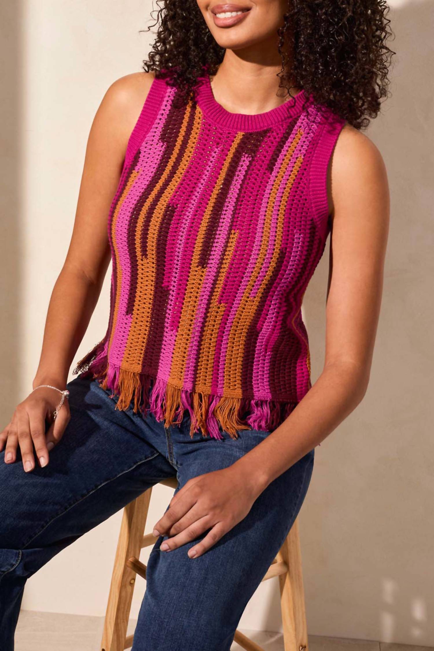 Tribal - Fringed Hem Sweater Camisole