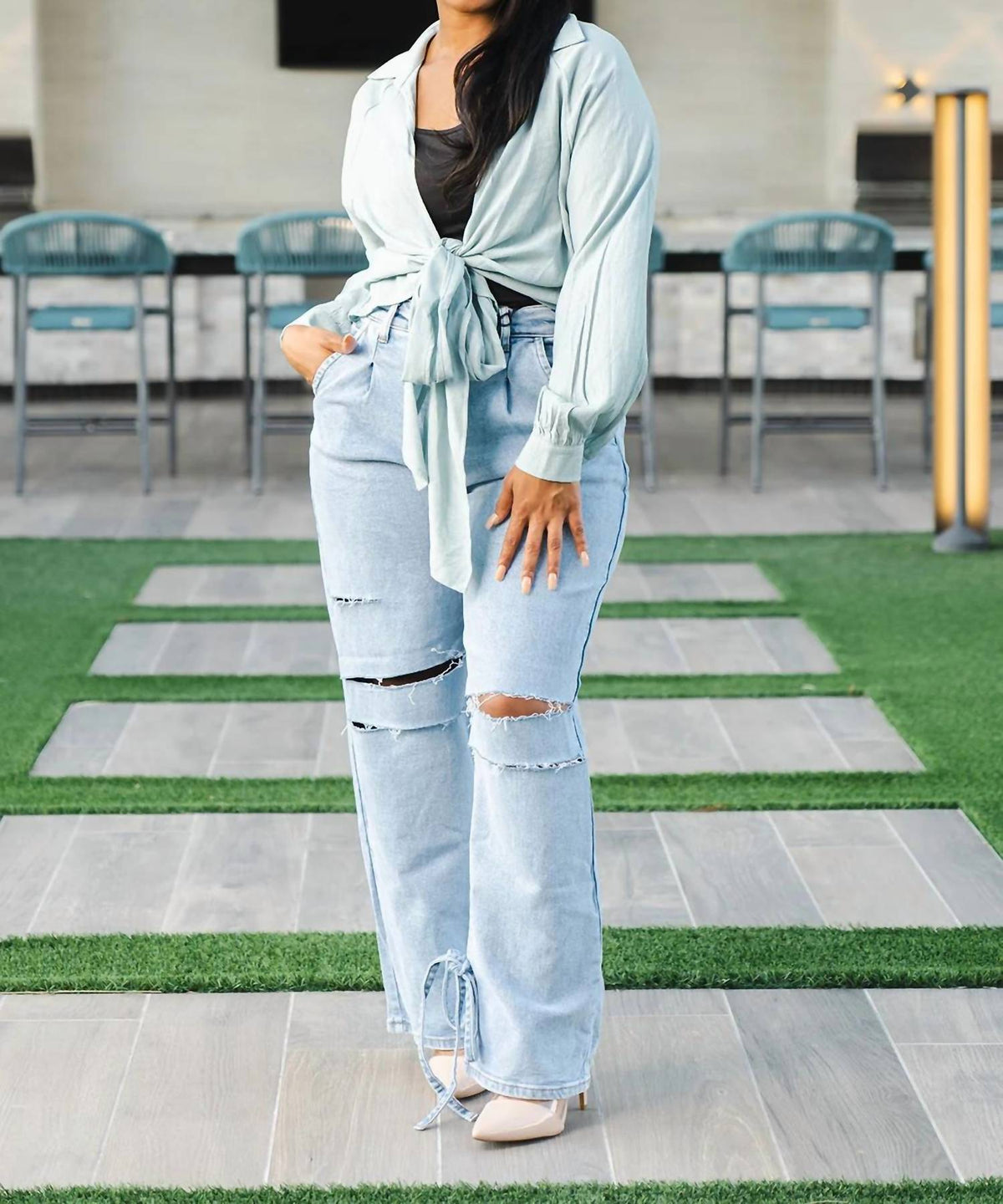 Hailey & Co - Tie Up Open Blouse