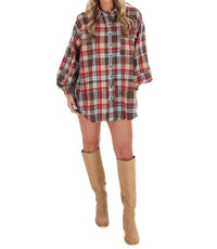 Easel - Washed Plaid Tunic Top