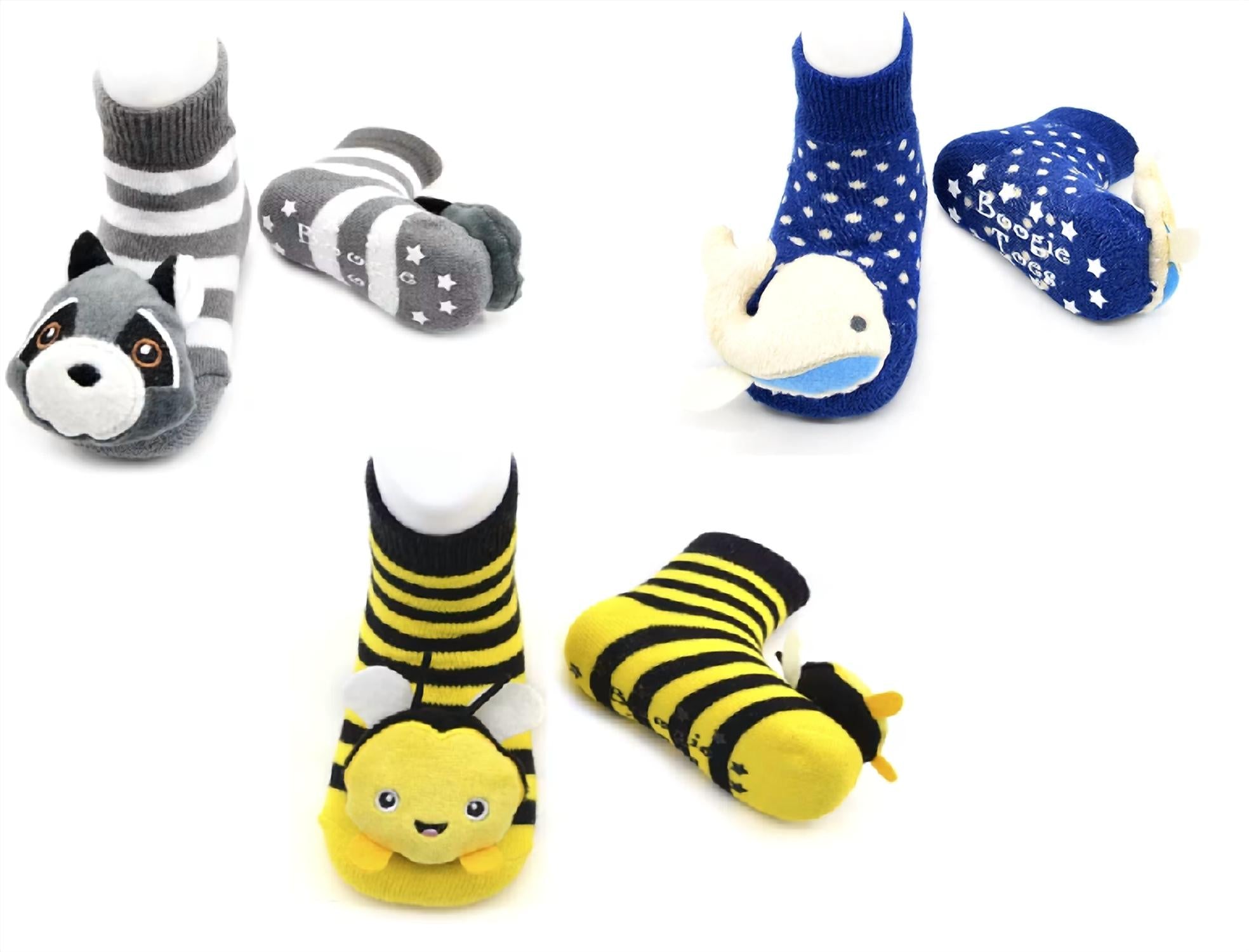Liventi Inc. Kids Boogie Toe Rattle Socks Set Of 3 in multi 2 - kids' accessory