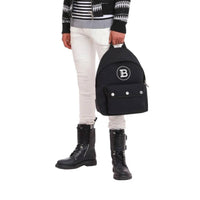 Balmain - Women's B-back Nylon White Logo Backpack