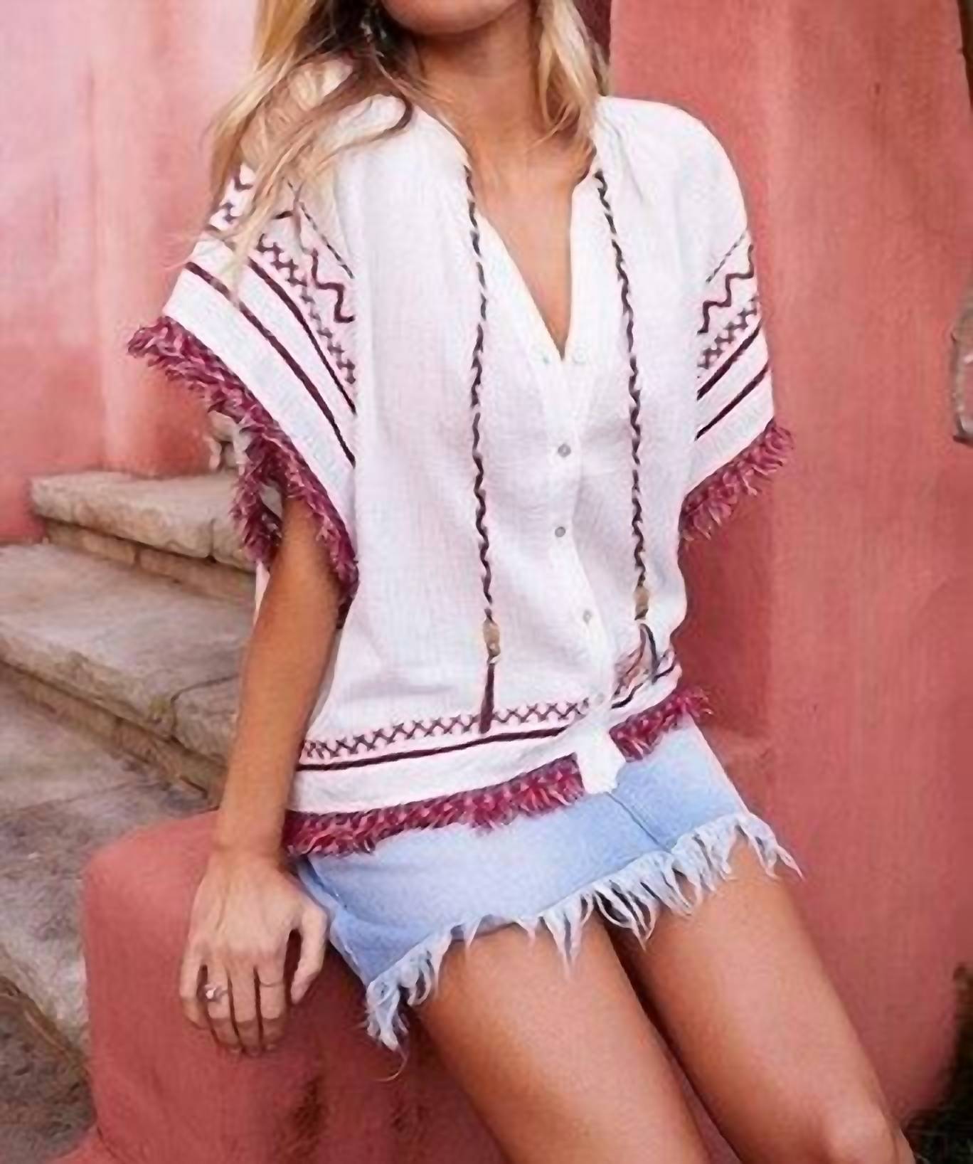 Somedays Lovin Free We Roam Top in white - women's blouse - alternate view