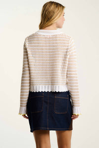 LISA TODD Bright Idea Cardigan in white - women's cardigan - detail view