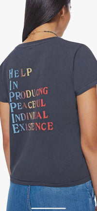 Mother Lil Goodie Goodie Cotton T-shirt in yin yang hippies - women's t-shirt - detail view