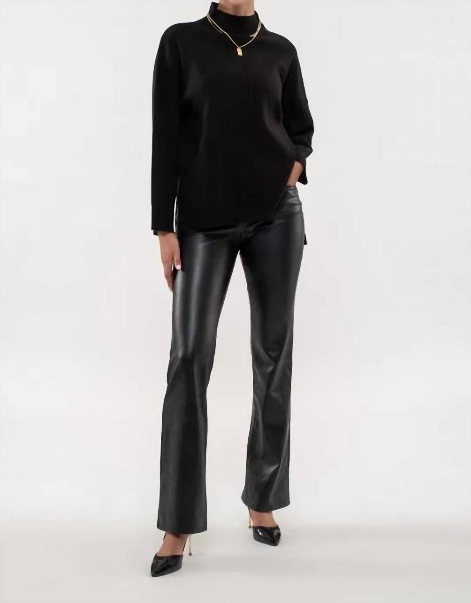 Blu Pepper - Solid Mock Neck Seam Front Knit Sweater