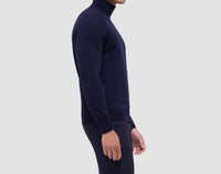 Bugatchi Uomo Wool Turtleneck Sweater in navy - men's sweater - detail view