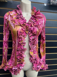 Michael K Women's Loveless Ruffle Top in pink - women's blouse - detail view