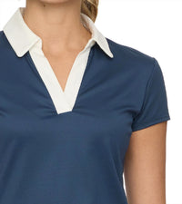 Flags & Anthem Colorblock Pique Top in navy - women's blouse - detail view