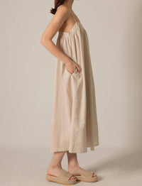 P.CILL Linen Maxi Dress in natural - women's dress - alternate view