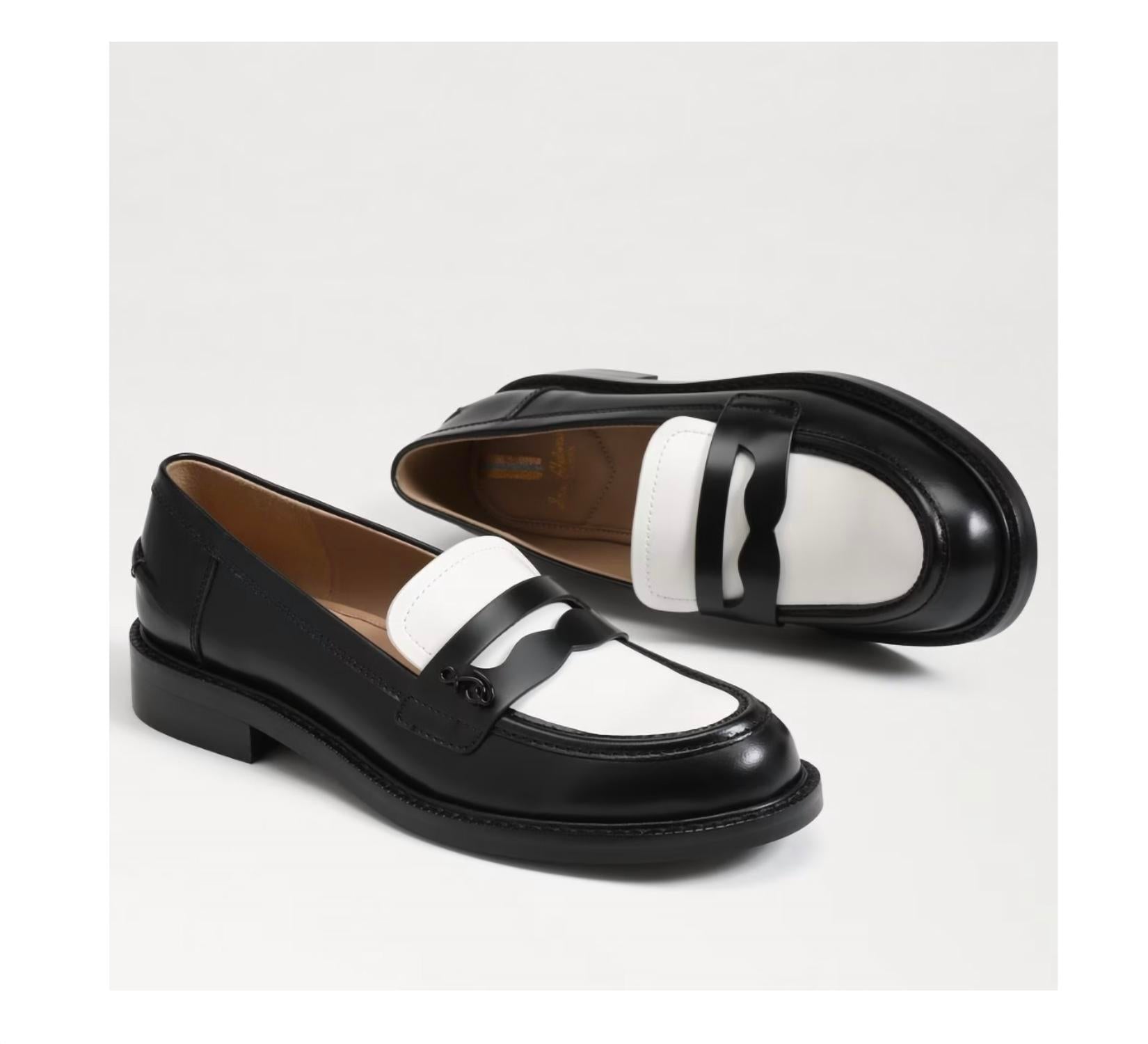 Sam Edelman Women's Colin Loafers in black white - women's flats - detail view