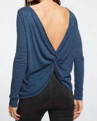 Chaser - Long Sleeve Tri-blend Twist Back Pullover Top