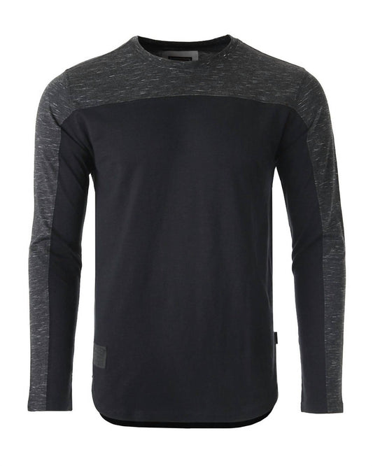 Zimego - Color Block Long Sleeve Hemline Athletic Hiphop Shirt