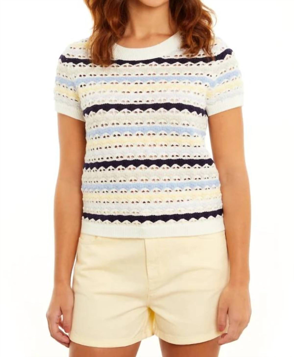 &Isla - Lumi Stitch Cap Sleeve Crew Top