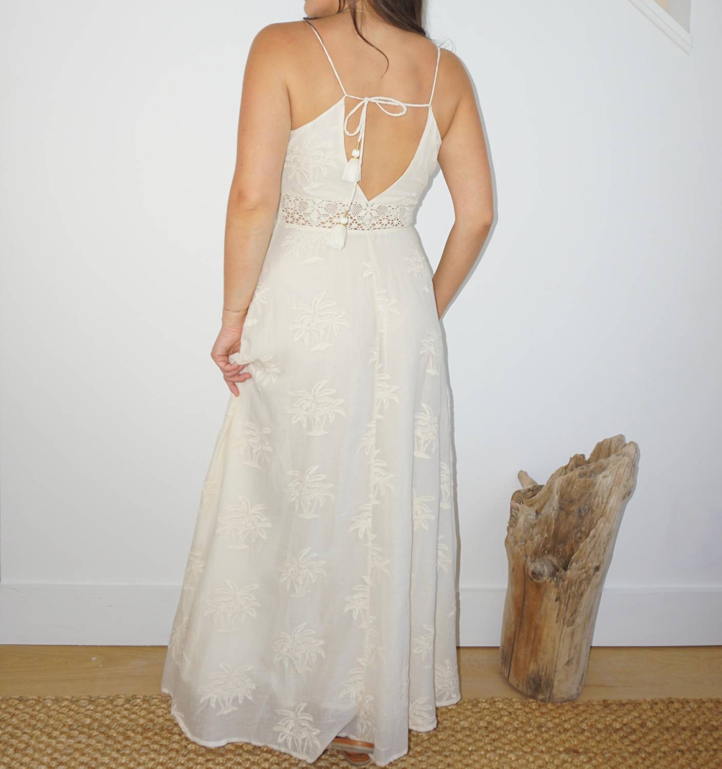 NIBI MTK Isabella Dress in cream palm embroidery - women's dress - view 4