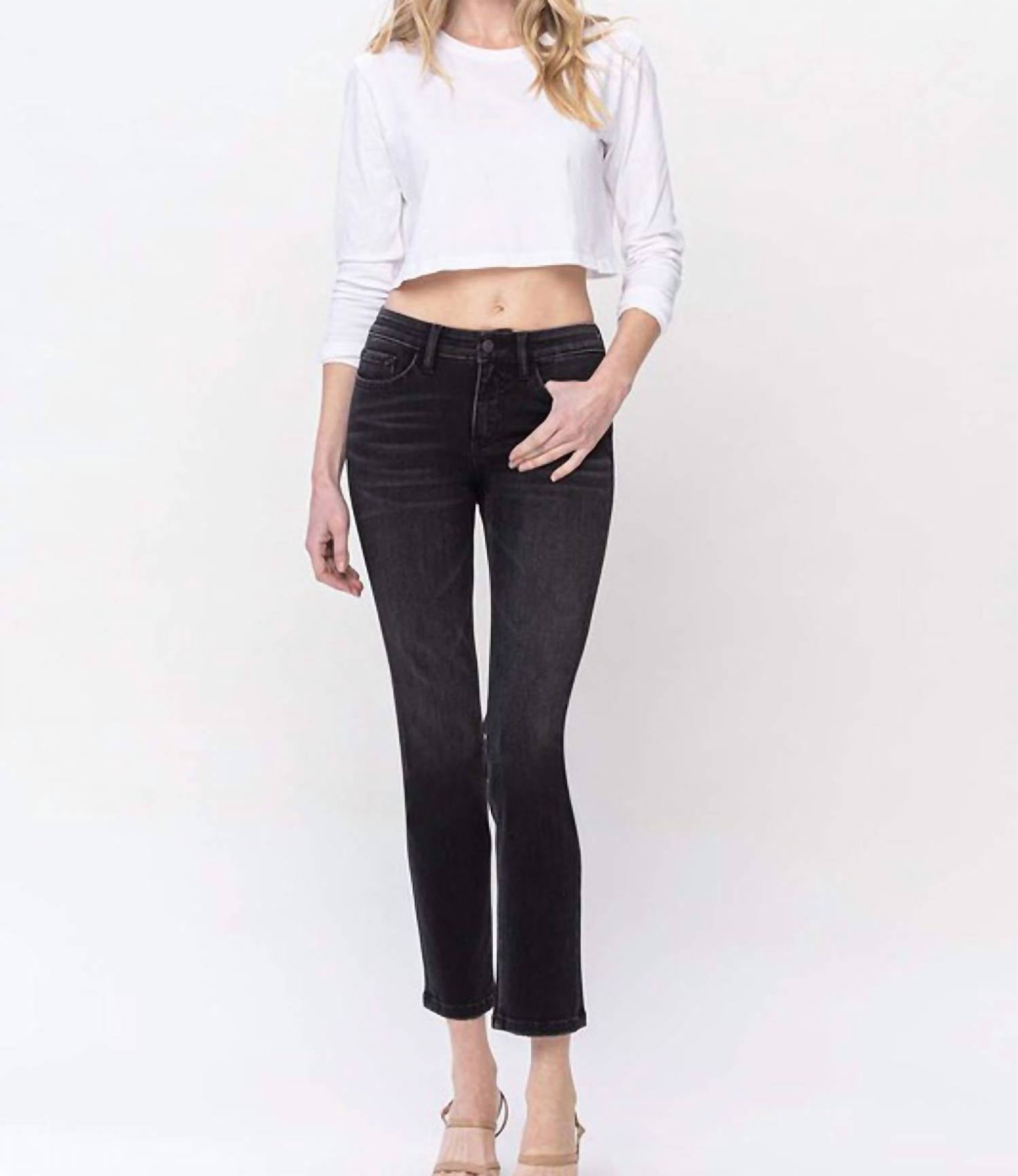 Vervet By Flying Monkey - Carlene Mid Rise Slim Straight Jeans