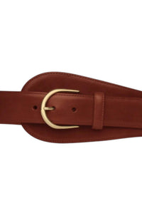 W. Kleinberg Women's Large Tab Matte Caiman Belt With Buckle in oil - women's accessory - detail view