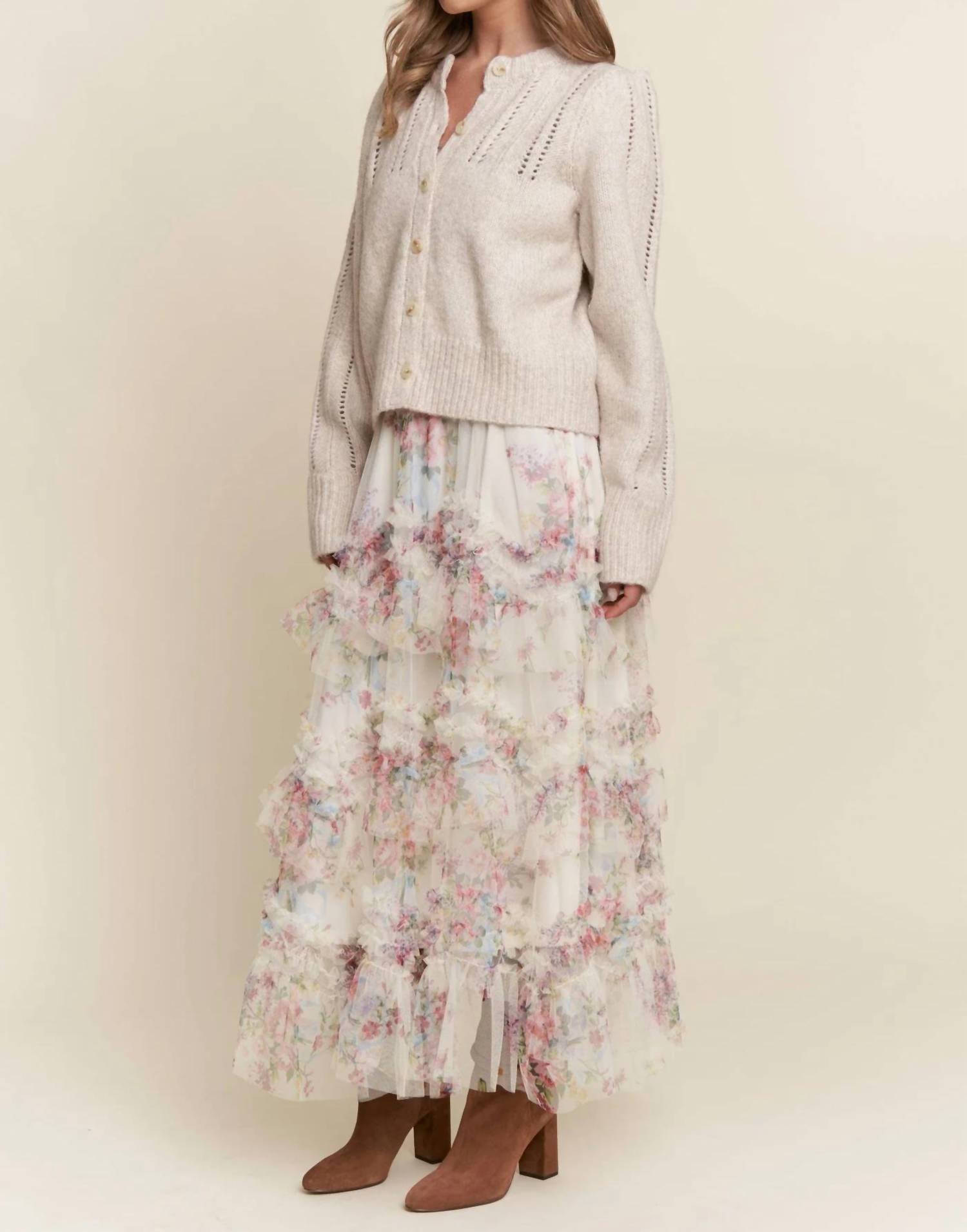 J.Nna - Soft Knit Eyelet Button Cardigan