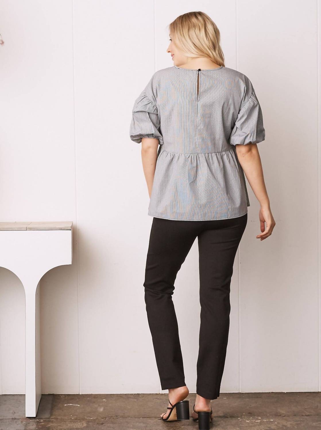 Angel Maternity Maternity Straight Cut Ponti Work Pants in black - women's pants - detail view