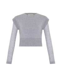 Theo The Label - Women's Nomia Sheer Sleeve Crew Neck Sweater