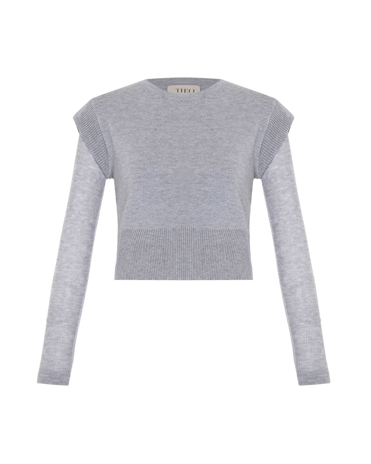 Theo The Label - Women's Nomia Sheer Sleeve Crew Neck Sweater