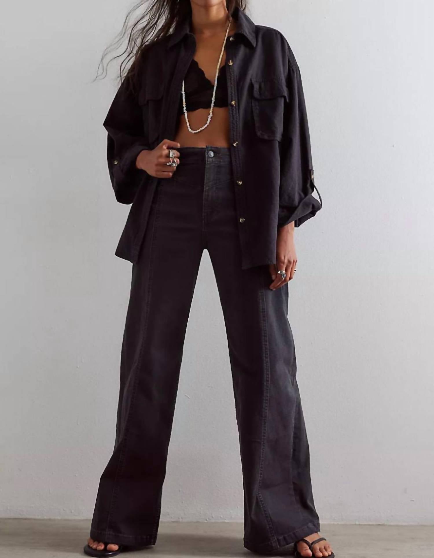 Free People Libre Wide Leg Jeans in cafe noir - women's pants