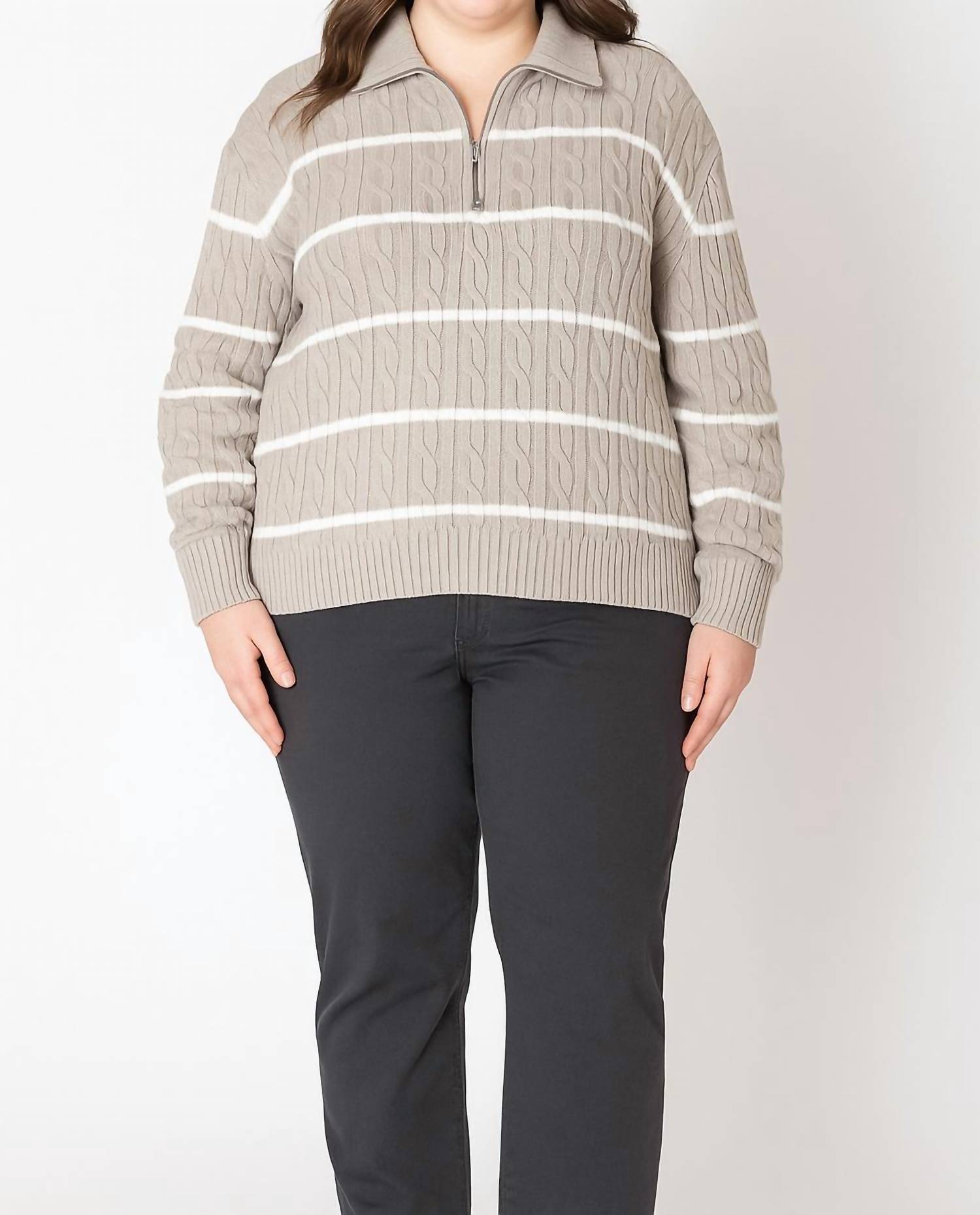 Dex - Half Zip Cable Sweater - Plus