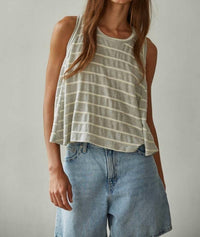 By Together - Knit Striped Round Neck Sleeveless Tank Top