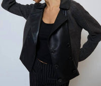 Central Park West Milan Sweater Trench Jacket in black - women's jacket