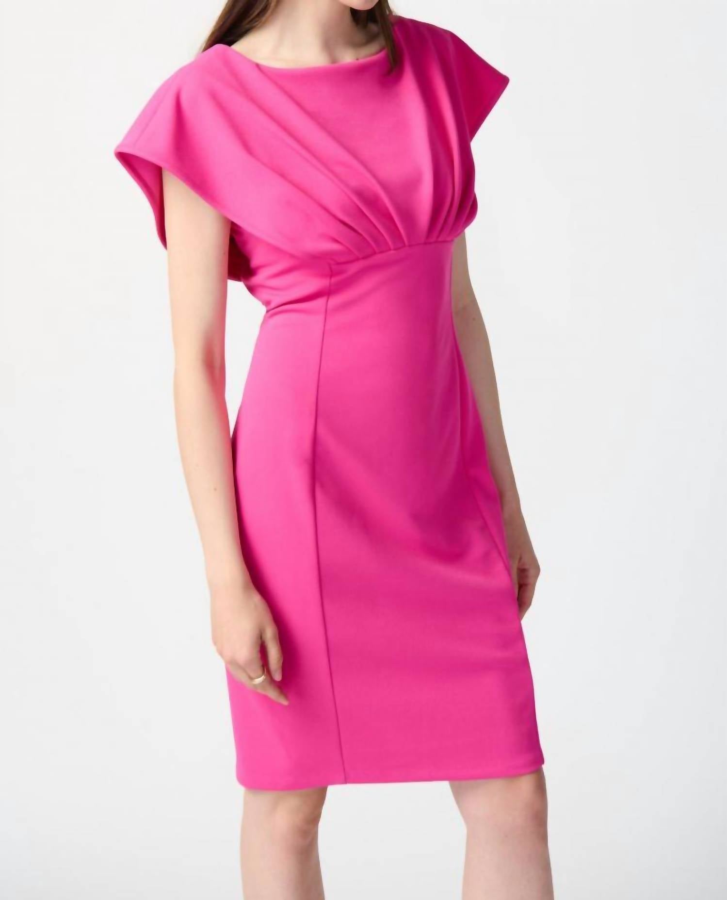 Joseph Ribkoff - Pleated Dolman Sleeves Sheath Dress