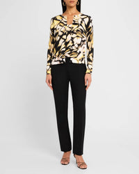 Oscar de la Renta Butterfly Printed Cardigan in black multi - women's cardigan - view 4