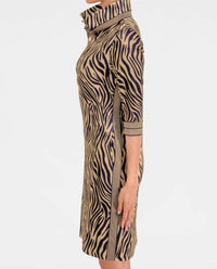 GRETCHEN SCOTT Animal Instinct Everywhere Mini Dress in zebra khaki - women's dress - detail view