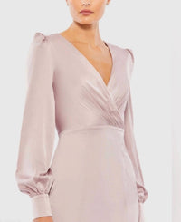 Mac Duggal - Ruched Bishop Sleeve Gown