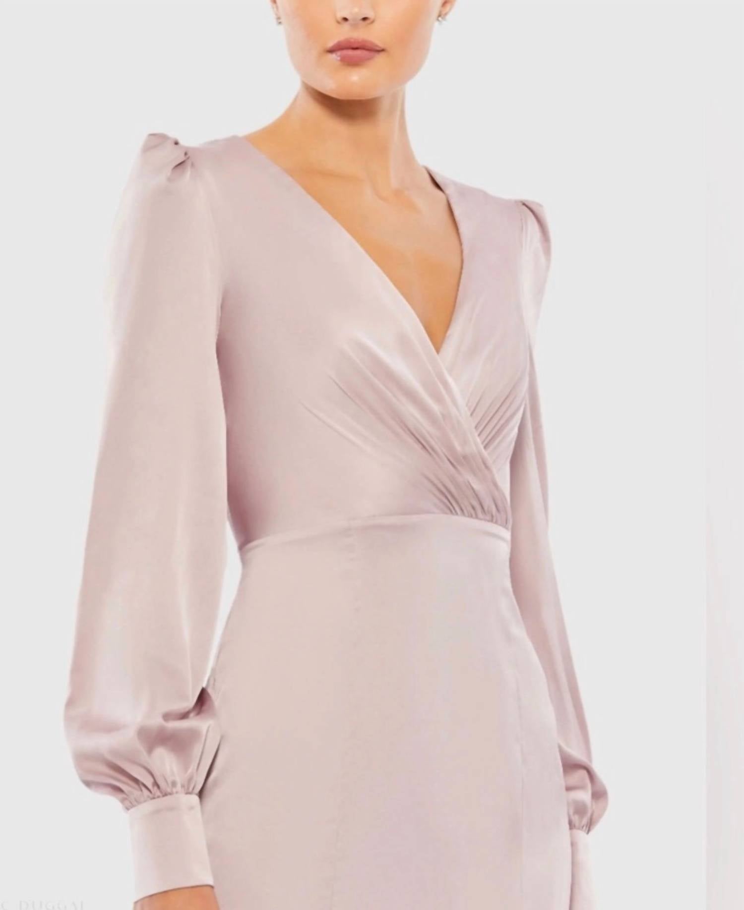 Mac Duggal - Ruched Bishop Sleeve Gown