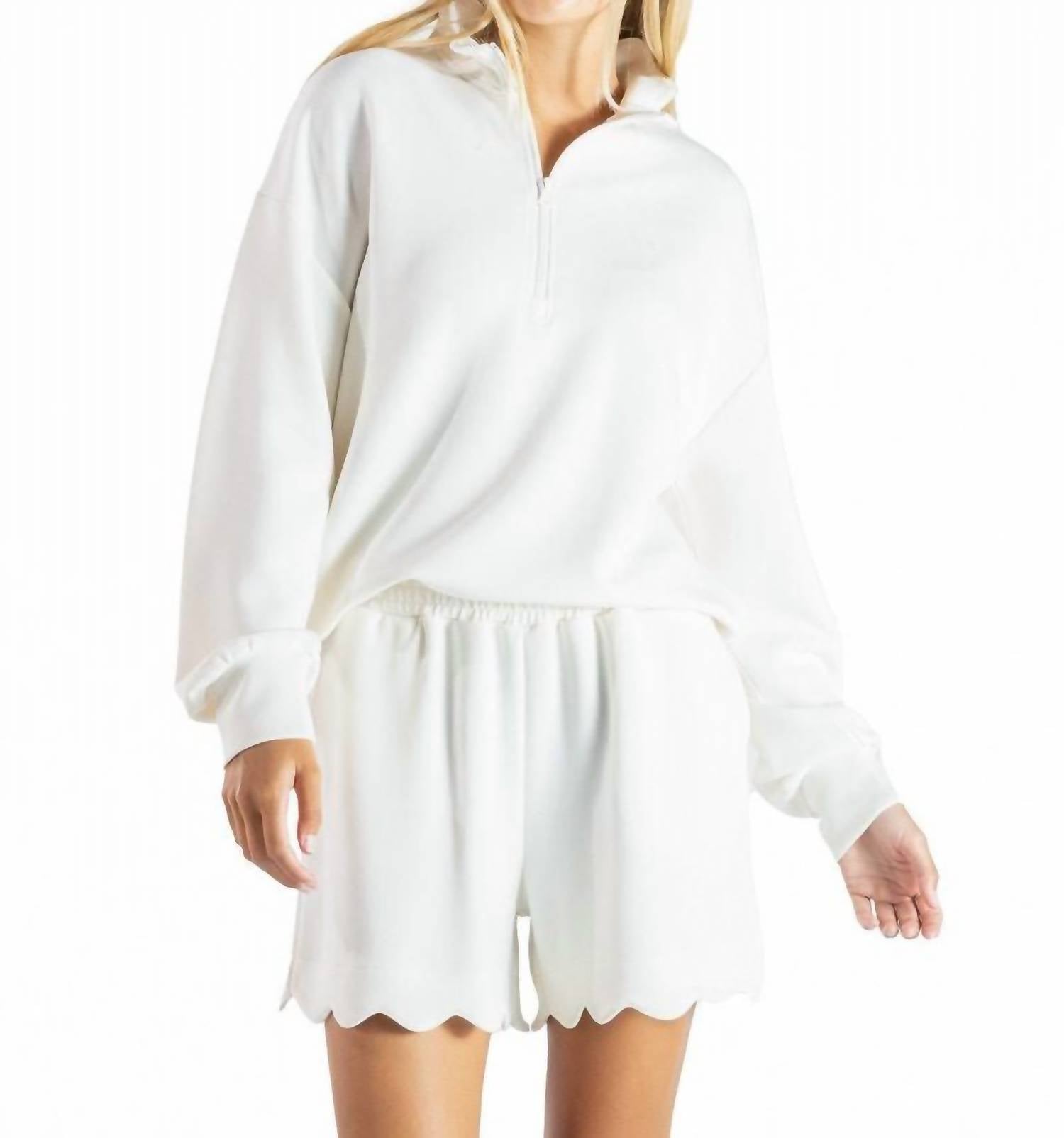 Simply Southern Long Sleeve Scallop Top in pearl - women's long sleeve top