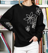 Vine & Love - Flower Embroidered Sweatshirt