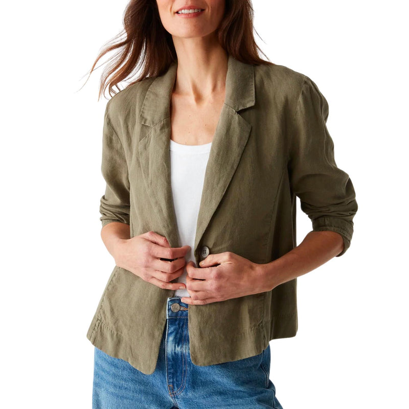 Michael Stars Women's Pearson Linen Blazer in camo - women's jacket