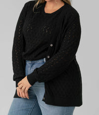 Minnie Rose - Cotton Cashmere Pointelle Cardigan - Plus