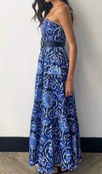 BORGO DE NOR Jou Jou Maxi Dress in botanical tile - women's dress - detail view