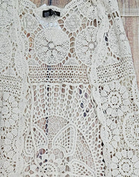 Papillon Women's Crochet Open Vest in beige - women's jacket - detail view
