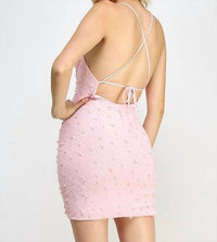 The Vintage Shop Rebecca Sparkle Dress in pink - women's dress - detail view