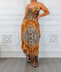Surelymine - Circling Around Flow Multi Color Maxi Dress with Side Pockets