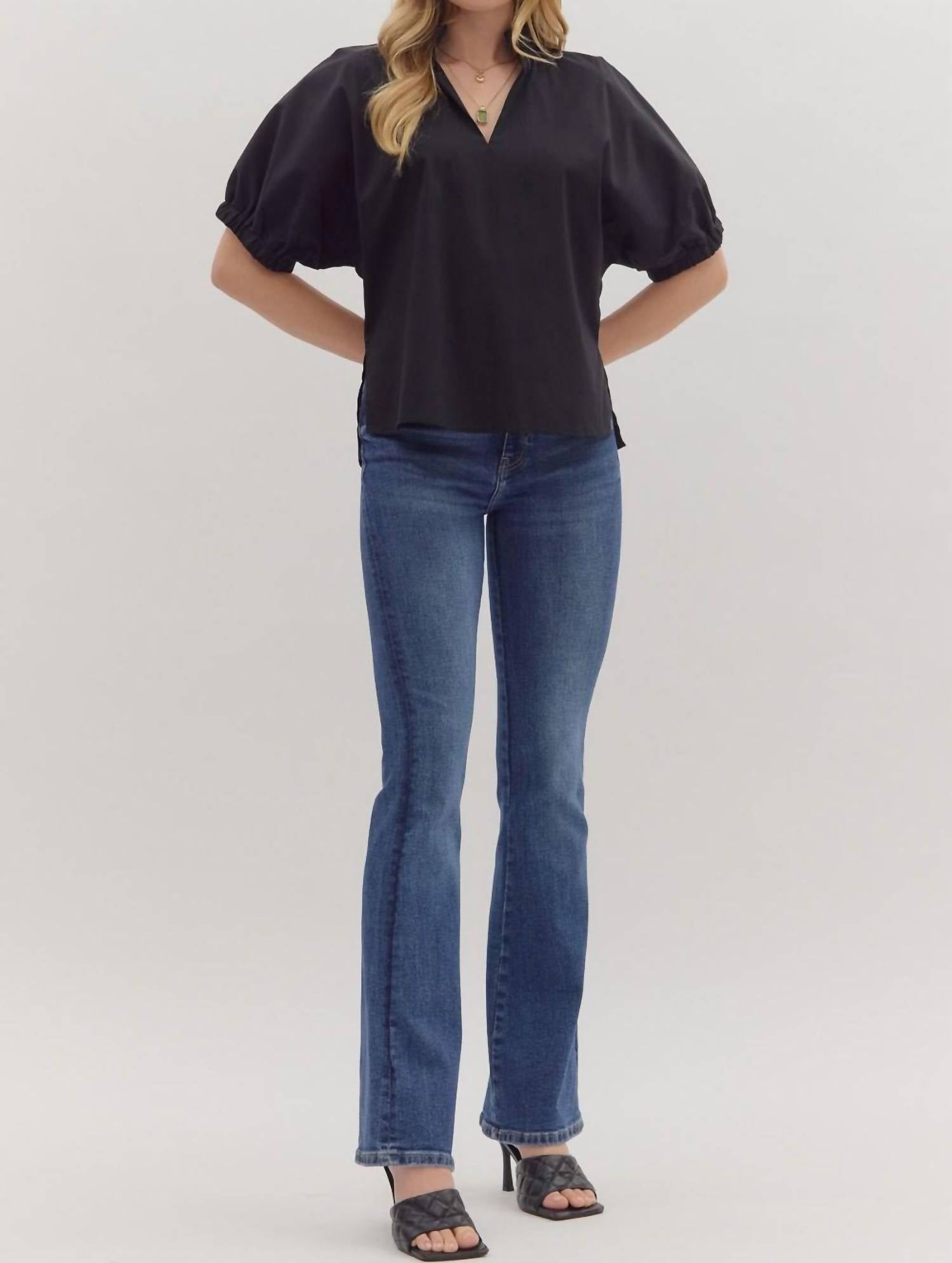 entro A Walk In The Dark Top in the dark top in black - women's blouse