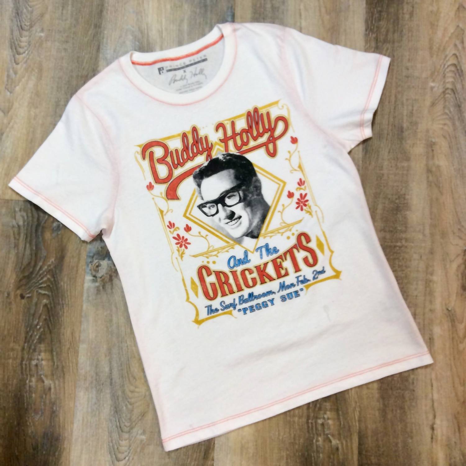 PRINCE PETER Buddy Holly & The Crickets Tee in white - women's t-shirt - detail view