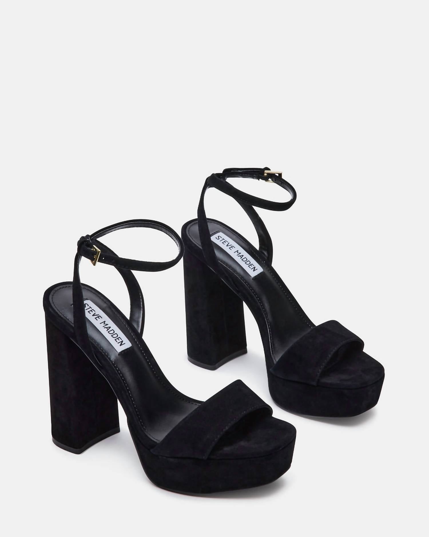 STEVE MADDEN Women's Lessa Block Heel Sandals in black - women's sandal