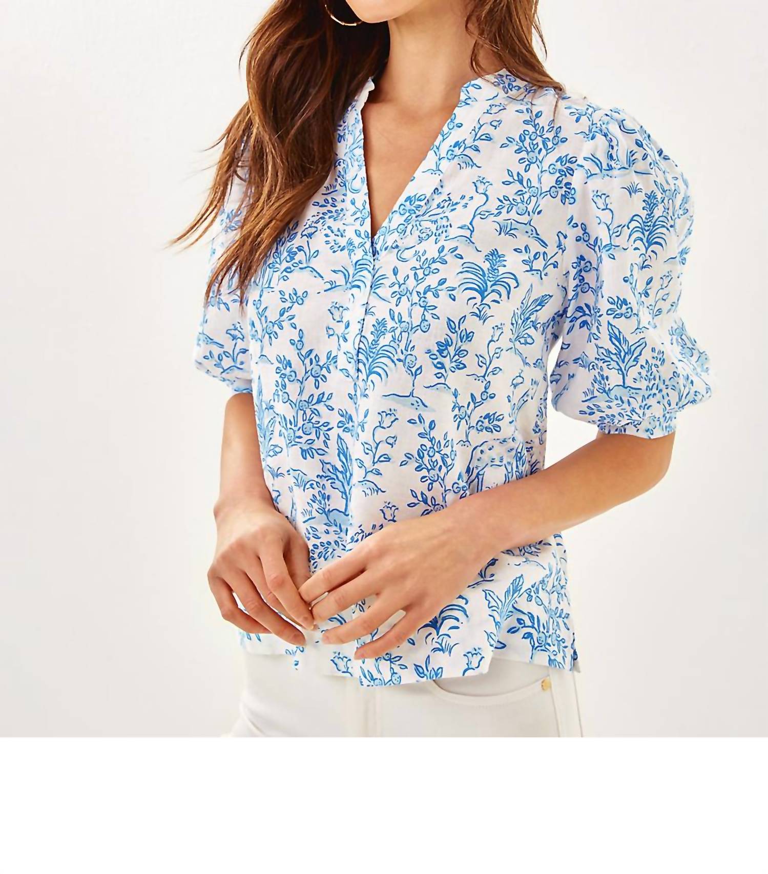 Lilly Pulitzer - Mialeigh Elbow Sleeve Linen Print Top